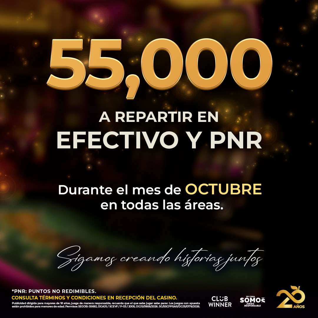 Monto a repartir en efectivo y PNR durante octubre en Casino Emotion Hermosillo, octubre 2026
