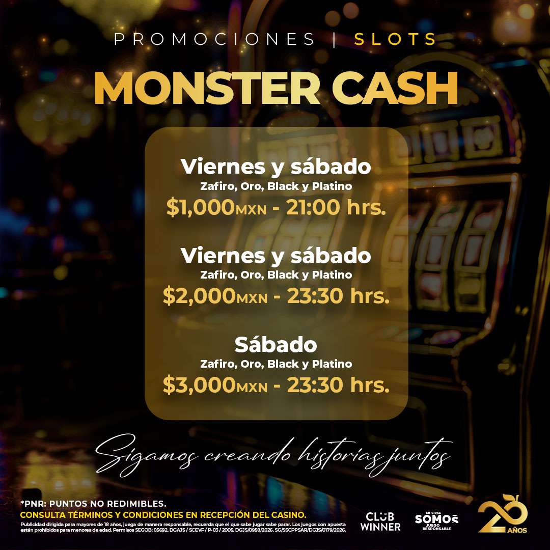 Monster Cash en slots en Casino Emotion Hermosillo, octubre 2026