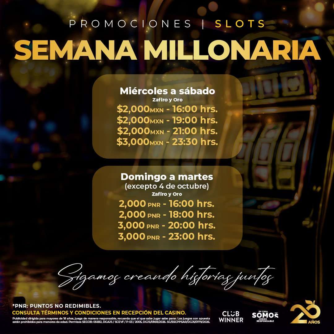 Semana Millonaria en slots para socios Zafiro y Oro de Casino Life Del Valle